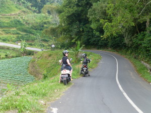Natasha and I tearing it up in Bali on our beasts!