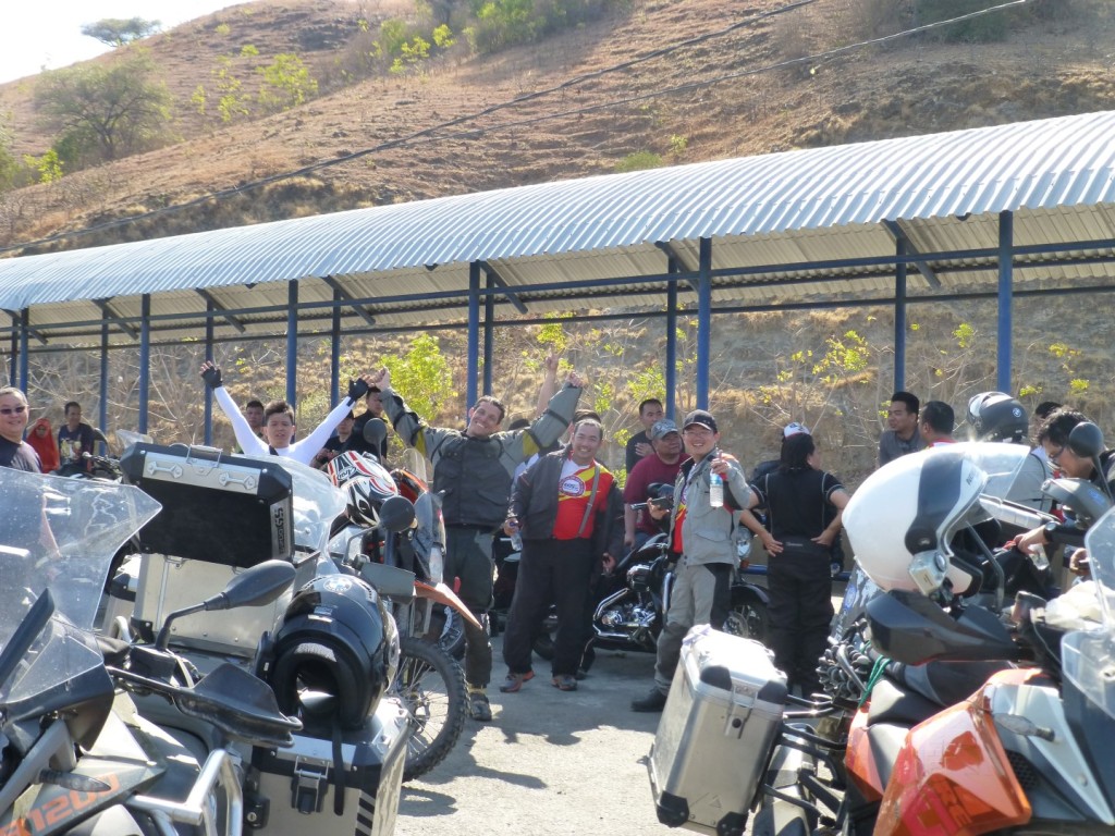 waiting for the ferry with our new friends