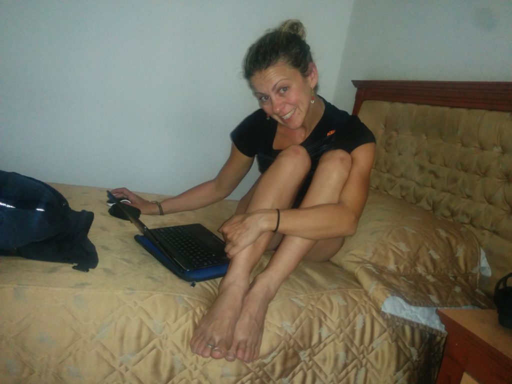 Sally booking our flights home for October